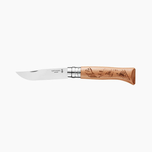 Opinel No.08 Engraved Handle Folding Knife - outdoor sports 8號雕刻櫸木柄摺刀